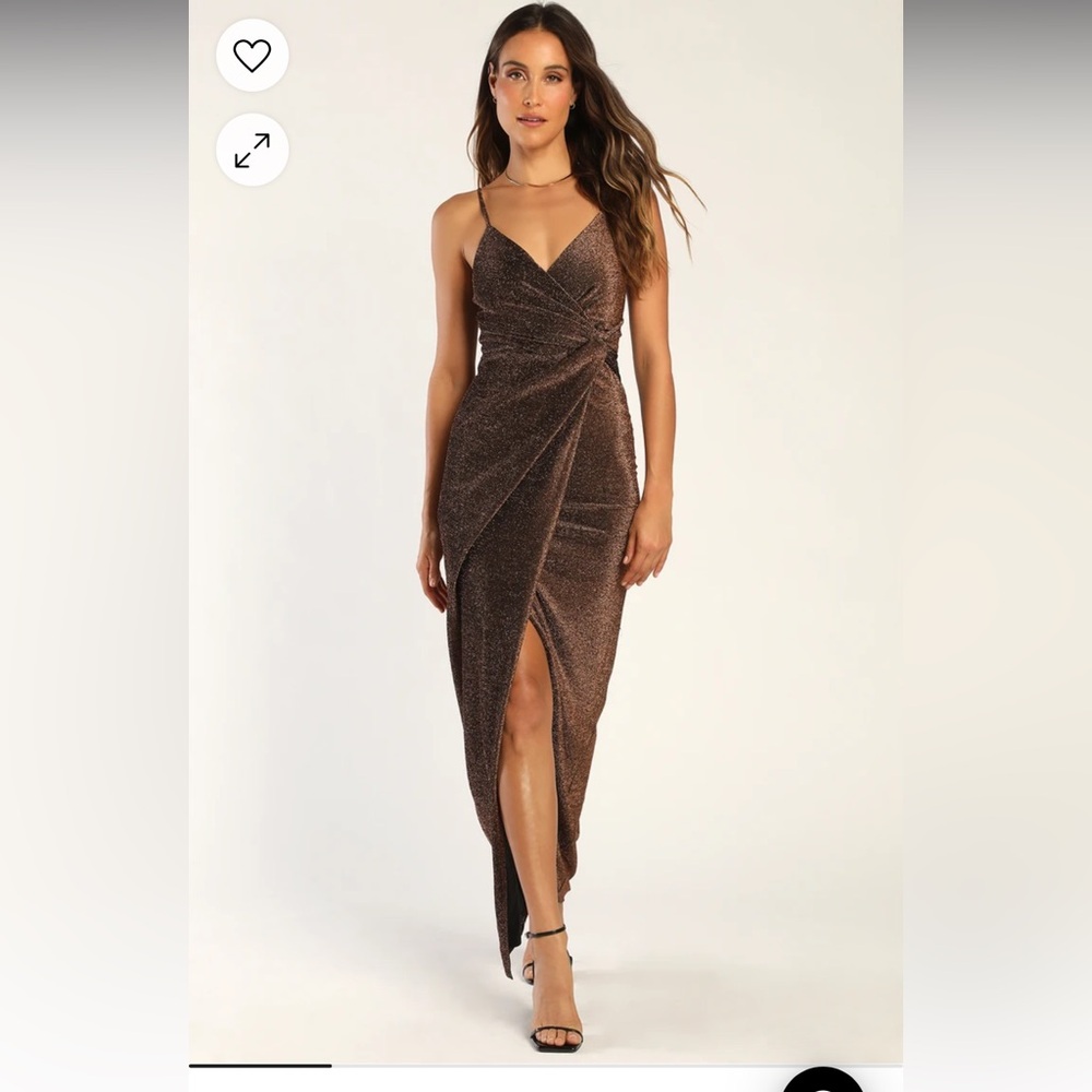 Lulus “A night of radiance twist front maxi dress”